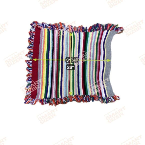 Rainbow Lap Handwoven Striped Throw Blanket Fringe 31"x26" Chair Boho Retro - Picture 3 of 3